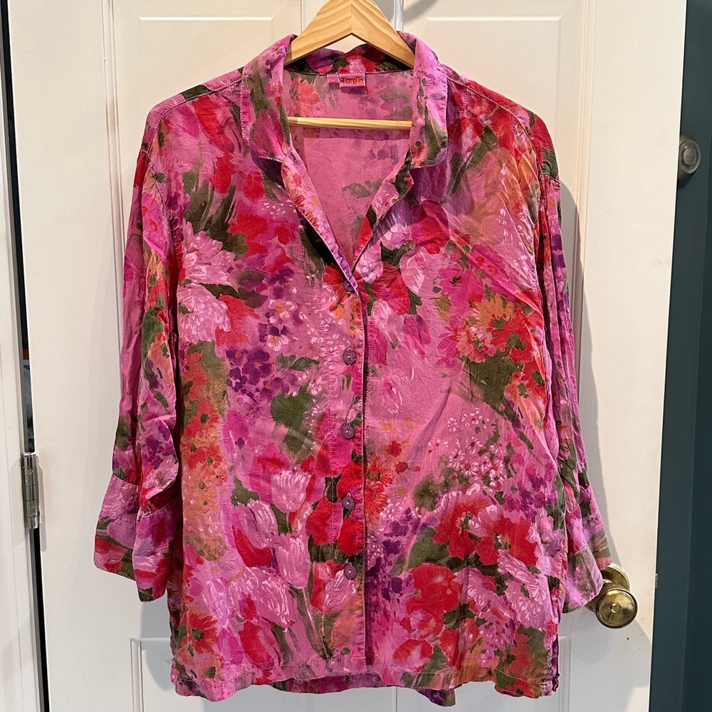 Tianello Floral Aida Blouse EUC